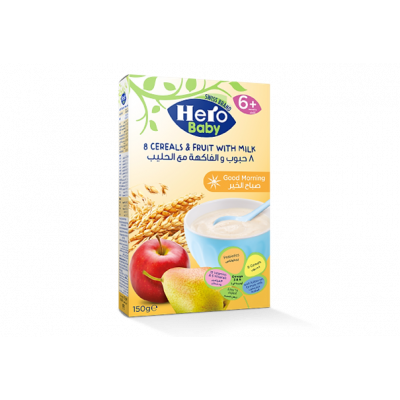 HERO BABY GOOD MORNING 8 CEREALS FRUITS WITH MILK 150 GM